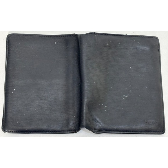Tumi Other - Tumi Bi-Fold Wallet Mens Black Leather Embossed Credit Card Slot Rectangular